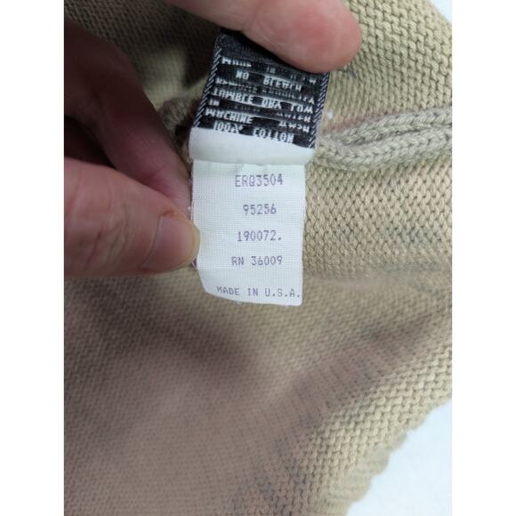 Cotton Crewneck Sweater Medium by Calvin Klein Jeans Khakis Embossed 90s/Y2K VTG - Picture 6 of 9